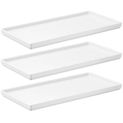 Jogo 3 Pratos 27x13cm Brancos Uno Coza Plástico Servir Bandejas Decorativas