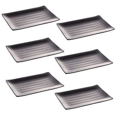 Kit 6 Travessas Retangulares de Melamina Pretas 24,5x16,5cm