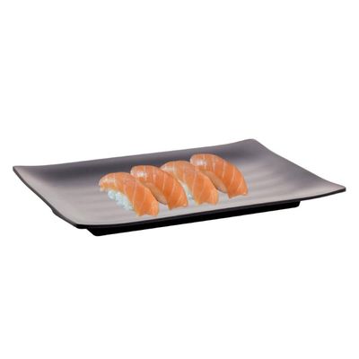 Kit 6 Travessas Retangulares de Melamina Pretas 24,5x16,5cm