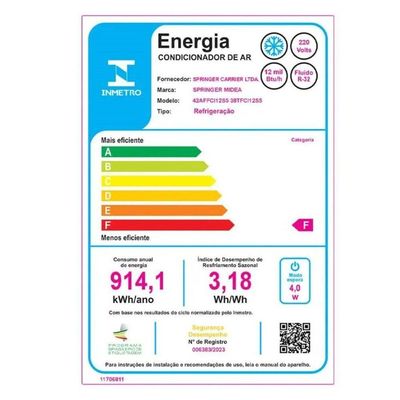 Ar Condicionado Airvolution Springer Frio 12.000 BTUs Midea Branco 220V
