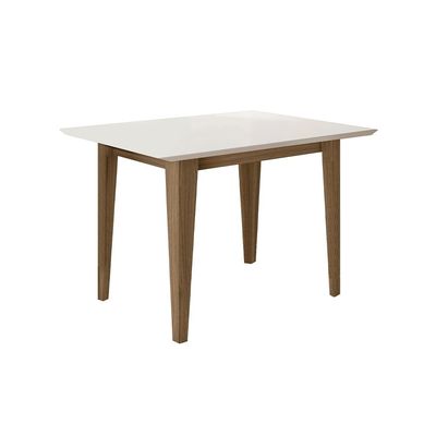 Mesa de Jantar Retangular Poliman Kate com 4 Cadeiras Estofadas e Revestidas em Suede Carvalho e Branco