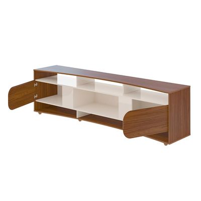 Rack Artely Elegance com 2 Portas, 7 Nichos, 220cm de Largura, Ideal para Tvs de até 86 Artely Cedro com Off White