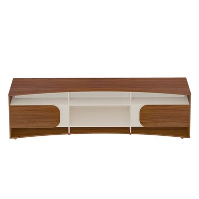 Rack Artely Elegance com 2 Portas, 7 Nichos, 220cm de Largura, Ideal para Tvs de até 86 Artely Cedro com Off White