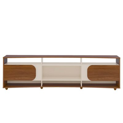Rack Artely Elegance com 2 Portas, 7 Nichos, 220cm de Largura, Ideal para Tvs de até 86 Artely Cedro com Off White