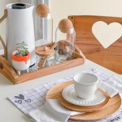 Kit 12 Pratos de Bambu Redondos 11cm Sobremesas Petiscos Lyor Mesa Posta Eventos