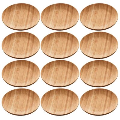 Kit 12 Pratos de Bambu Redondos 11cm Sobremesas Petiscos Lyor Mesa Posta Eventos