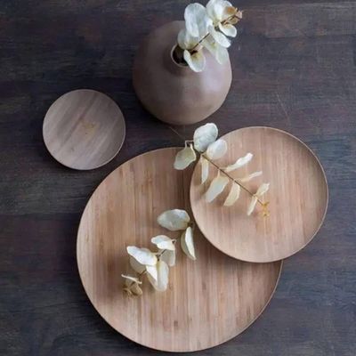 24 Pratos de Bambu 11x1,5cm Servir Bares Casa de Eventos Petiscos Sobremesas Verona Lyor