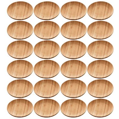 24 Pratos de Bambu 11x1,5cm Servir Bares Casa de Eventos Petiscos Sobremesas Verona Lyor