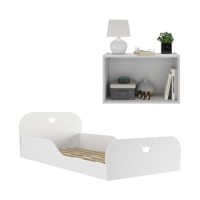 Cama Infantil Montessoriana C Colchão Incluso Mesa Cabeceira 2 Portas Multimóveis Mp4195 Branca