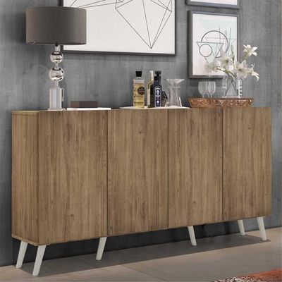Aparador Buffet Retrô Multimóveis 4 Portas Rustic/branco