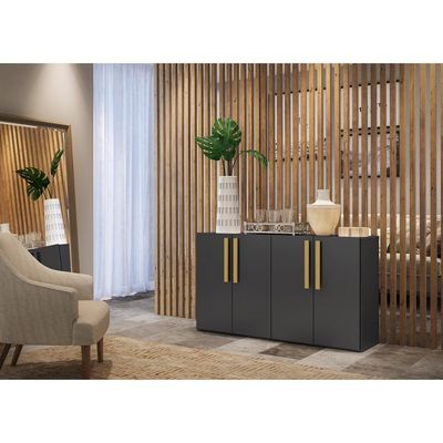 Aparador Buffet 4 Portas Viena Preto/natural