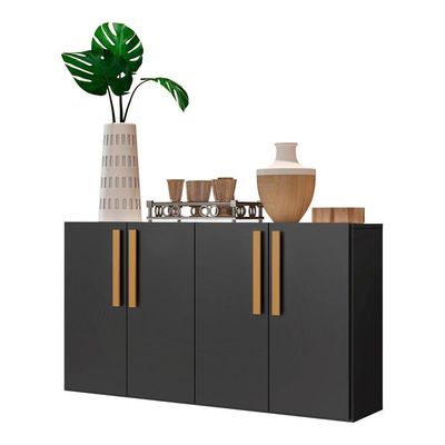 Aparador Buffet 4 Portas Viena Preto/natural