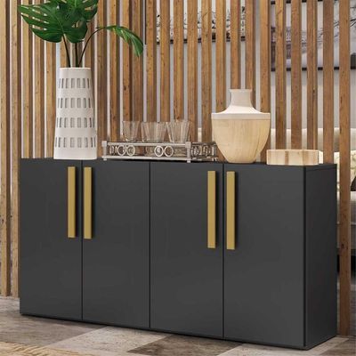 Aparador Buffet 4 Portas Viena Preto/natural