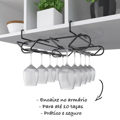 Suporte De Encaixe Em Aço Para Taças - Stolf Preto