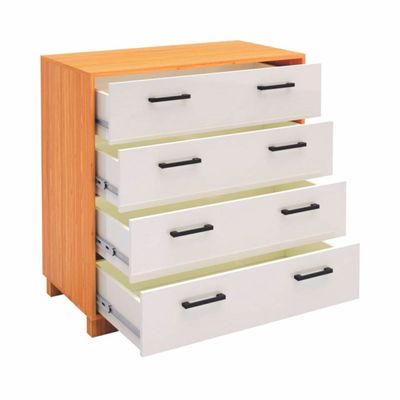 Gaveteiro Cômoda 4 Gavetas em MDF W344 Freijó Off White 90 cm Dalla Costa