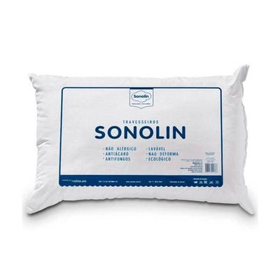 Travesseiro Sonolin Prime em Fibra Siliconada 180 Fios 50x70cm Branco Branco
