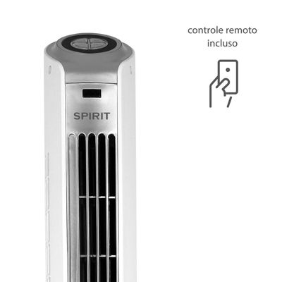 Ventilador de Torre Spirit TS1200 com 3 Velocidades, Função Oscilante e Controle Remoto Branco / 110V