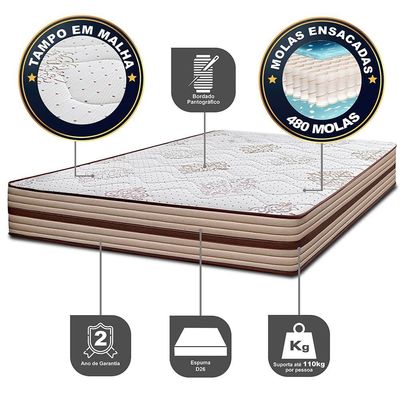 Cama Box Casal Cama InBox Livity com Molas Ensacadas e Espuma D26 24x138x188cm Bege Bege