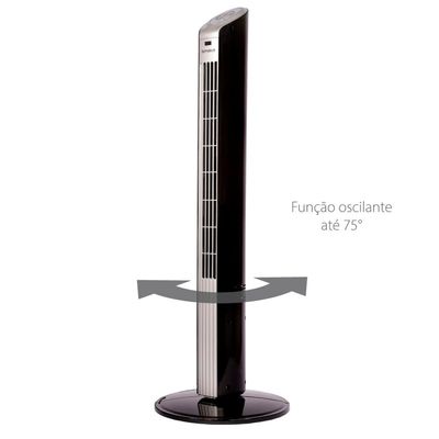 Ventilador de Torre 90cm Spirit Slim 40W de Potência com 3 Velocidades, Função Bom Sono e Vento Natural Prata com Preto / 110V