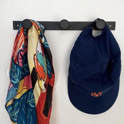 Kit 2 Cabideiros de Parede 3 Ganchos Pretos Multiusos Roupas