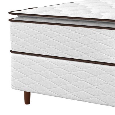 Cama Box de Solteiro Umaflex New Itália com Molas Ensacadas e Pillow Top D26 - 63x88x188cm Branco com Marrom