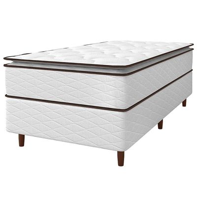 Cama Box de Solteiro Umaflex New Itália com Molas Ensacadas e Pillow Top D26 - 63x88x188cm Branco com Marrom