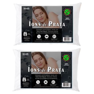 Travesseiro Sonolin Íons de Prata 50x70cm Branco - 2 Unidades Branco