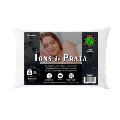 Travesseiro Sonolin Íons de Prata 50x70cm Branco Branco