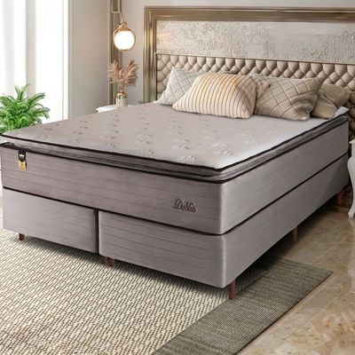 Cama Box Bipartida Queen Size Hellen Dublin com Molas Ensacadas e Espuma D33 73x158x198 cm n/a