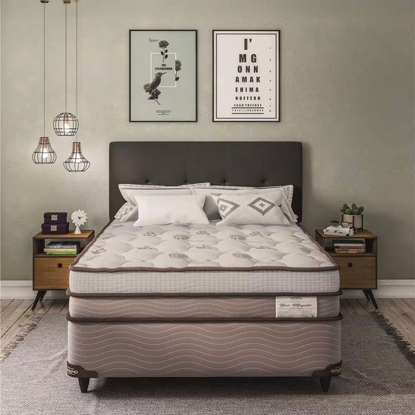 Colchão Casal Ortobom New Magestic com Ortopillow e Molas Ensacadas Marrom/Cinza