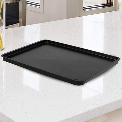Kit 12 Bandejas Plásticas Servir Coza 32x23cm Preto Restaurante A4 Fast Food Lanchonete Bar