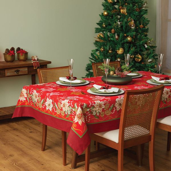 Toalha de Mesa Lepper Super Pratica Natal Retangular 8 Lugares 1,55 x 2,50m 36755