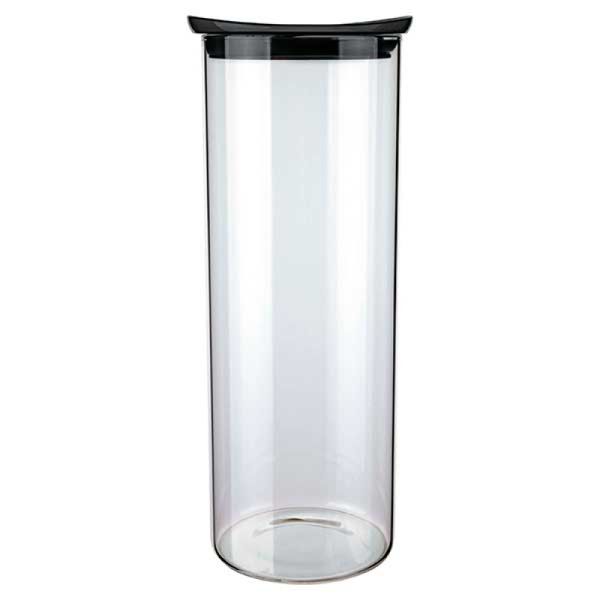 Pote de Vidro Euro Slim com Tampa Plastica Preto 1,7L VDR6927-27