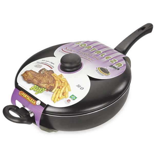 Frigideira Fortaleza Super Black com Tampa Preta 30cm 776670