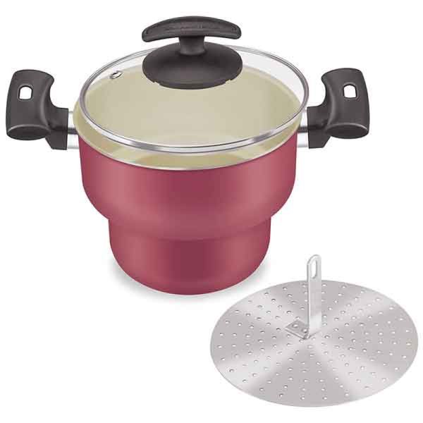 Cuscuzeira Fortaleza Artistic com Tampa de Vidro Cereja 16cm 136116