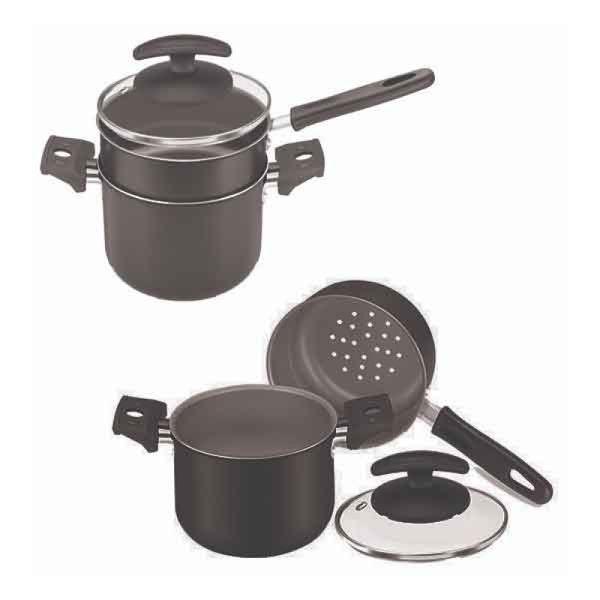 Cuscuzeira Caldeirao de Aluminio Fortaleza Black com Tampa de Vidro nº 12 610012