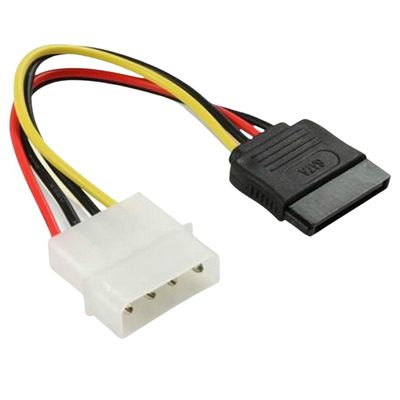 Cabo De Força Sata 15 Pinos Para Fonte Atx Molex 10Cm