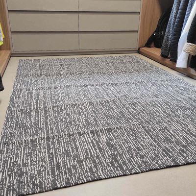 Tapete para Quarto 135x200cm Cinza Mesclado Antiderrapante Poliéster Algodão Jacquard Odessa