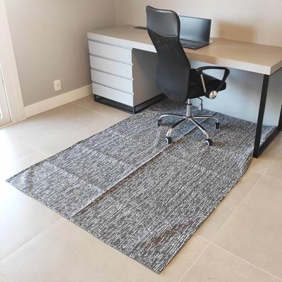 Tapete para Quarto 135x200cm Cinza Mesclado Antiderrapante Poliéster Algodão Jacquard Odessa