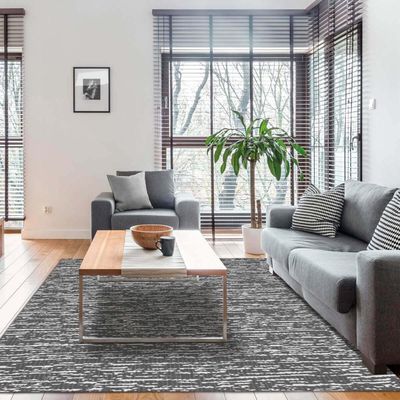 Tapete para Quarto 135x200cm Cinza Mesclado Antiderrapante Poliéster Algodão Jacquard Odessa