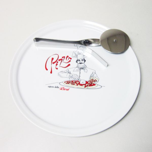 Conjunto de Pizza Riva Prato em Porcelana e Cortador em Inox