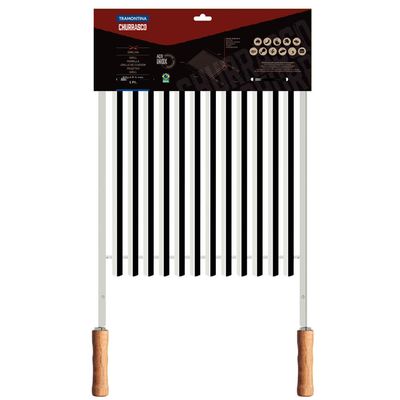 Grelha Tramontina Churrasco Grelhados Legumes 50x41cm Aço Inox Cabo de Madeira