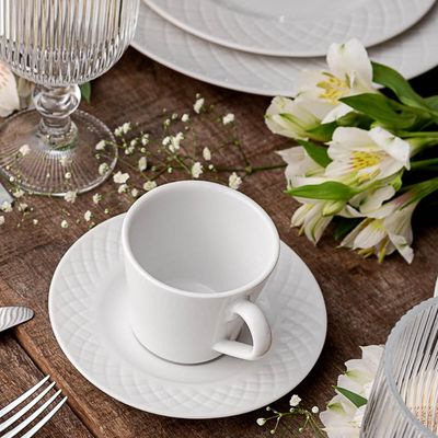 Aparelho de Jantar Tramontina Ingrid 20 Peças Porcelana Decorada Branco Branco