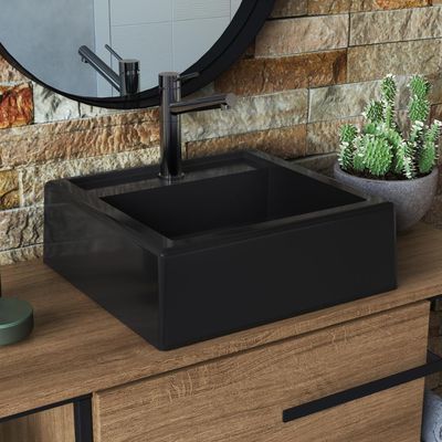 Cuba de Sobrepor para Banheiro Ametista Preto 33x34cm Lavabo Bancada