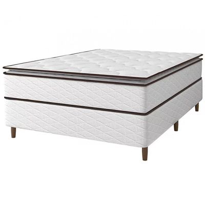 Cama Box de Casal Umaflex New Itália Molas Ensacadas e Pillow Top D26 Branco com Marrom