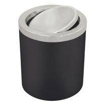 Lixeira Tramontina Util Basculante em Aço Inox com Acabamento Scotch Brite e Corpo em Polipropileno Preto 5 L