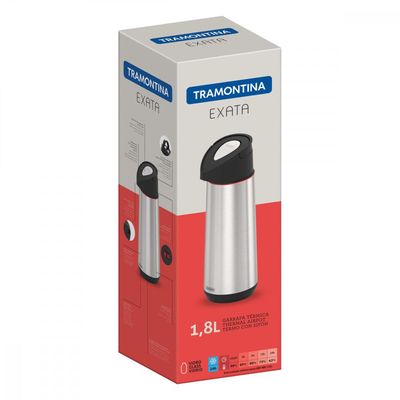 Garrafa Térmica Tramontina Exata em Aço Inox com Ampola de Vidro 1,8 L
