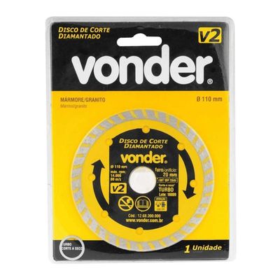 Disco Diamantado Vonder 110mm V2 Furo 20