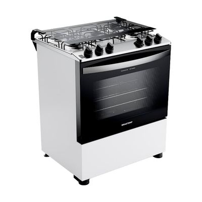 Fogão Brastemp 5 Bocas BFS5NDB com Queimadores Rápidos, Forno com Visão Panorâmica e Botões Removíveis Branco / Bivolt