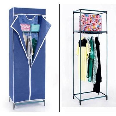 Guarda Roupa Cabideiro Dobravel Organizador Azul